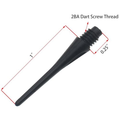 100pcs 2BA Thread Soft Tip Plastic Dart Points Replacement Dart Accessories (Black)