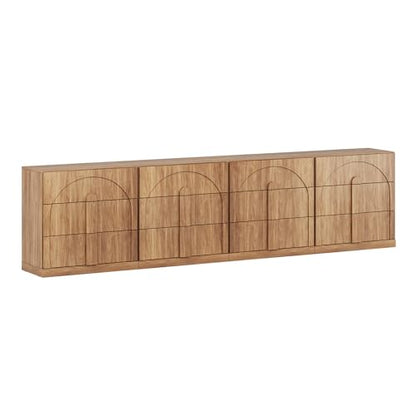 BELLEZE Set of 4 Bookcase with 3 Drawers, Modern Book Shelf with Wide Wooden Handle, 126" Wood Bookshelves for Living Room Office Entryway (Camel) - color: Bijou Camel C, size: 4