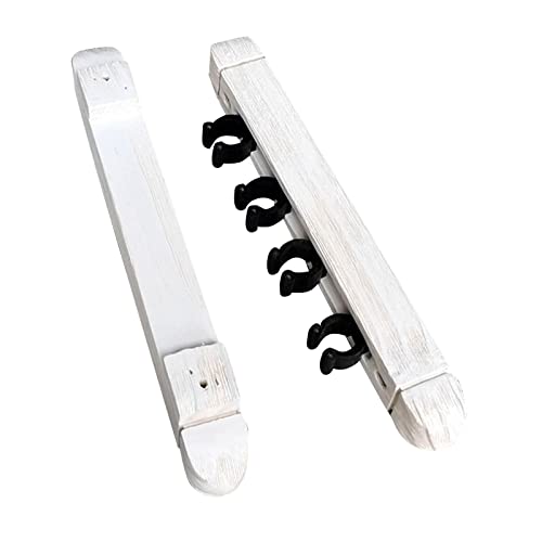 2Pcs 4 Pool Cue Rack Storage Table Rods Clip Bracket Wall Mounted Solid Wood Cue Rack Holder for Billiard Clubs Game Room Pool Bars Players - color: White