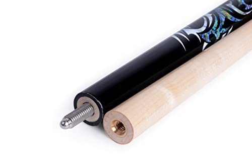 58 inch Hand-Painted Series 2-Piece Billiard Pool Cue Stick with Irish Linen Wrap - color: Black, size: 19oz