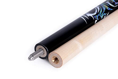 58 inch Hand-Painted Series 2-Piece Billiard Pool Cue Stick with Irish Linen Wrap - color: Black, size: 19oz
