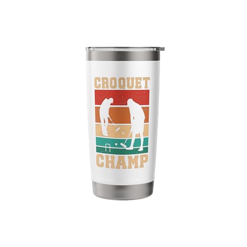 Croquet Champ Retro Funny Lawn Game Player Quote Stainless Steel Insulated Tumbler - color: White