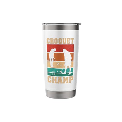 Croquet Champ Retro Funny Lawn Game Player Quote Stainless Steel Insulated Tumbler - color: White