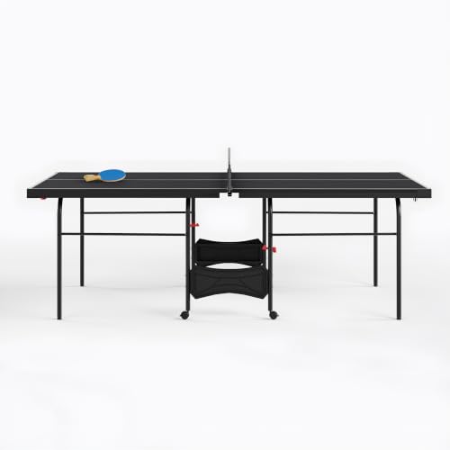 Zevemomo Table Tennis Table, Foldable Ping Pong Tables w/ 2 Paddles 3 Balls - color: Black