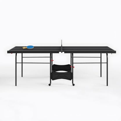 Zevemomo Table Tennis Table, Foldable Ping Pong Tables w/ 2 Paddles 3 Balls - color: Black