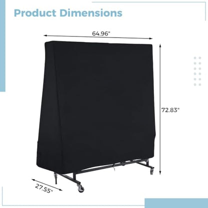 Outdoor Pong Table Cover, Waterproof 210D Polyester Taffeta Fabric, Fits Regulation Size Tables for Weather Protection, 72.83 X 64.96 X 27.55 in