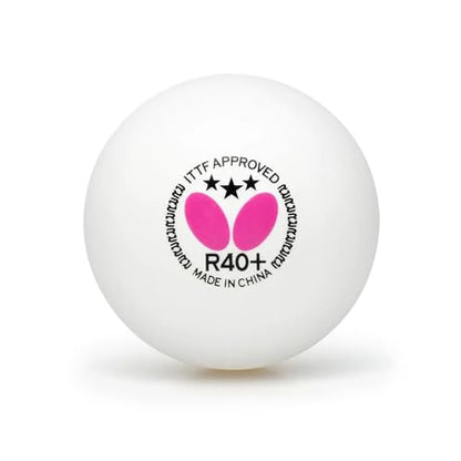 Butterfly R40+ Table Tennis Balls - 40mm White Ping Pong Ball - 3 Pack