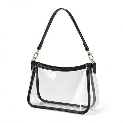 VODIU Clutch Tote Handbags with 2 Removable Straps and Zipper Closure Crossbody Bags Shoulder Purse Handbag for Women - color: Tpu-black