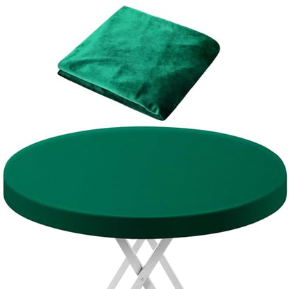 SmoothNovelty 49" Green Velvet Poker Table Cover for Mahjong, Card Games, Noise Reducing, Slip Prevention, Smooth Fabric Round Table Tablecloth for Board and Dice Games