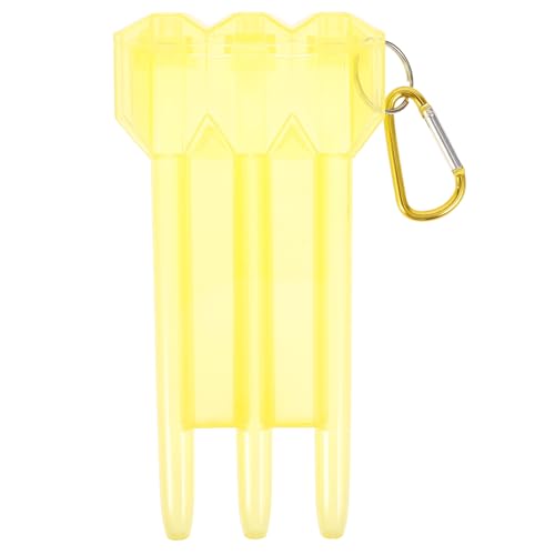 Portable Hard Shell Darts Storage Case with Lockable Yellow Plastic, Lightweight Carrying Box with Carabiner for Steel Tip Darts Outdoor Use
