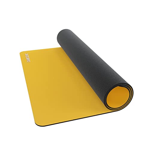 Gamegenic Prime Playmat – Yellow Color, 61 x 35 cm Soft Cushioned Natural Rubber Playmat with Anti-Slip Back & Silver Foil Logo, Premium Surface for Card Games, Dice, and Desk Protection - color: Yellow