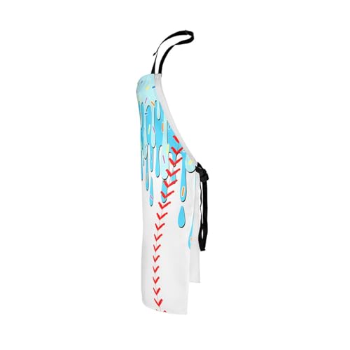 Castle Fairy Ice Cream Drip Baseball Kids Kitchen Apron - color: Blue White
