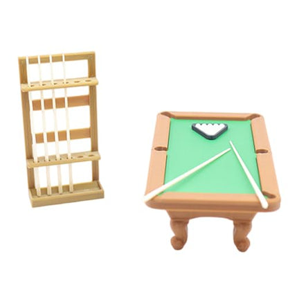 Mini Pool Table Toy for Kids 3+, 1:12 Scale Billiards Set, Cues & Balls, Hand Eye Coordination