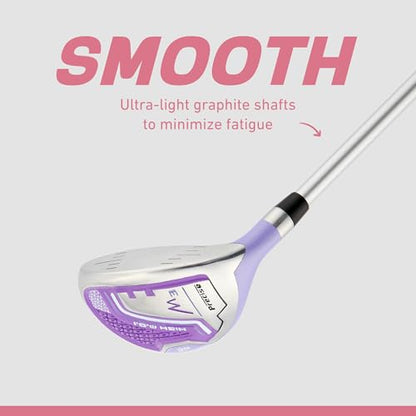 Precise M3 Complete Womens Golf Clubs Set, Includes Driver, Fairway, Hybrid, 7-PW Irons, Wedge, Putter, Stand Bag, 3 H/C's, Golf Clubs Women Right Handed - color: Purple, size: Standard