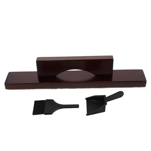 Shuffleboard Table Cleaning Kit with Sand Brush and Dustpan Set, Portable Shuffleboard Court Broom for Table Maintenance, Wine Red Handle, Home and Bar Game Room Accessory