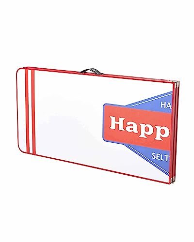 Happy Dad Portable Pong Table for Party, Tailgate Games, Folding Table for Indoor or Outdoor, Durable Scratch Proof Aluminum and Wood, Carrying Handles, 94.5”x 23.6” x 31.5”