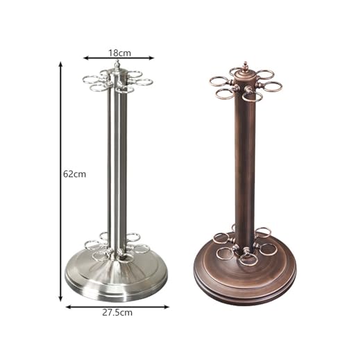 Billiard Cue Rack Pool Stick Holder Billiard Cue Rack Holds Sticks Floor Stand Rack, Premium Holder, (Cues, Balls and Ball not Included) Accessories for Games Bar Club -Silver||6 Holes - color: Silver