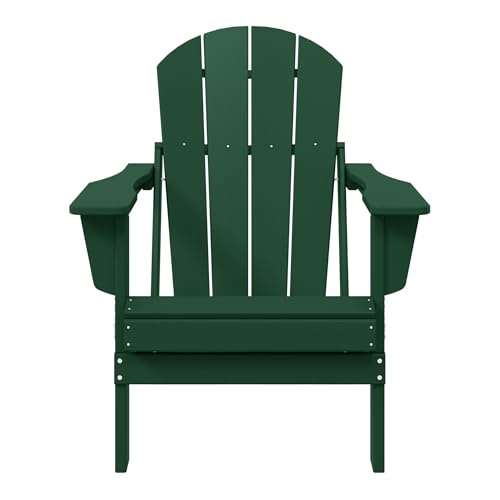 WestinTrends Malibu HDPE Outdoor Patio Folding Poly Adirondack Chair, Dark Green - color: Dark Green, size: 1 Chair