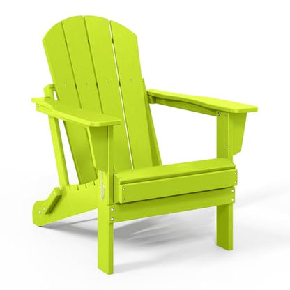 WestinTrends Malibu 2 Piece Set Outdoor Folding Poly Adirondack Chair, Lime - color: Lime, size: 2 Chair