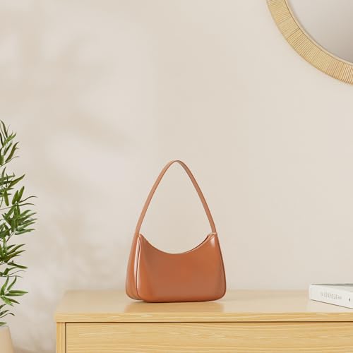 CYHTWSDJ Shoulder Bags for Women, Cute Hobo Tote Handbag Mini Clutch Purse with Zipper Closure - color: Brown