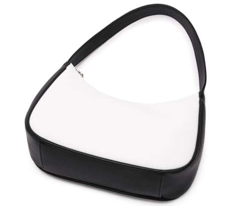 CYHTWSDJ Shoulder Bags for Women, Cute Hobo Tote Handbag Mini Clutch Purse with Zipper Closure - color: Black& White