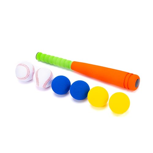 CeleMoon 16.5 Inch [Mini Size] Soft Kids Foam Baseball Bat Toy Set with 6 Balls, for Toddler Age 3 Years Old Indoor Outdoor Sport T Ball Playing Game, Orange