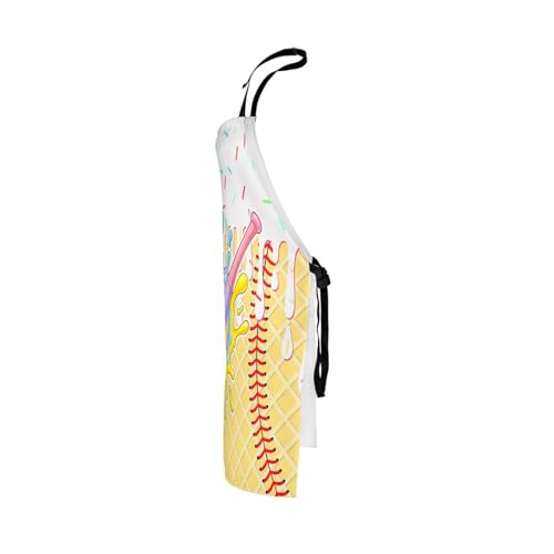 Castle Fairy Ice Cream Drip Baseball Kids Kitchen Apron - color: Colorful