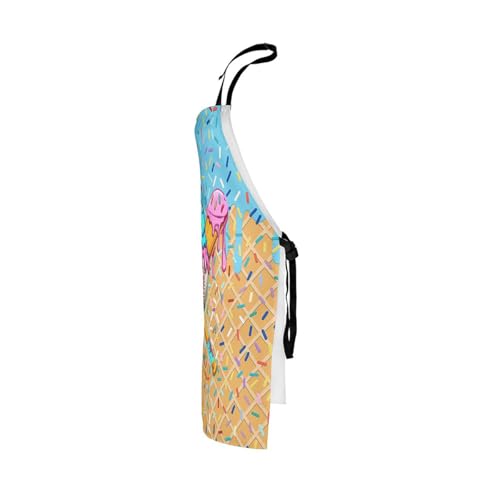Manfei Baseball Ice Cream Kids Kitchen Apron - color: Light Blue