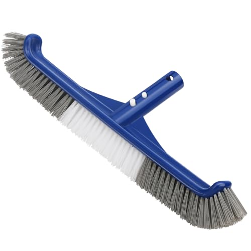 Banax Pool Brush Head, 17.5" Swimming Pool Brush for Cleaning Pool Walls, Curved Edge Heavy Duty Head Designed for Cleans Walls, Premium Nylon Brush with EZ Clip - color: Two-in-one Brush
