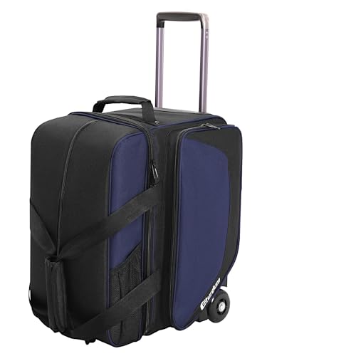 Bowling Roller Bag with Wheels, Rolling Bowling Ball Bag with Shoe Compartment, Retractable Handle, EVA Dividers - color: Blue, size: Single Bag