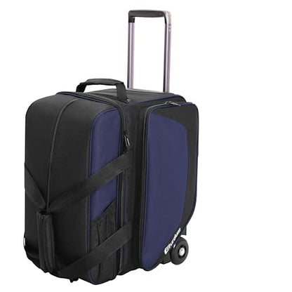 Bowling Roller Bag with Wheels, Rolling Bowling Ball Bag with Shoe Compartment, Retractable Handle, EVA Dividers - color: Blue, size: Single Bag