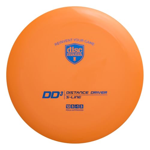 Discmania S-Line DD3 Disc Golf Distance Driver | Stable to Overstable Disc Golf Driver with Incredible Glide | Premium S-Line Plastic | Ideal for Long Distance Drives | 170-175g (Colors May Vary) - color: Orange