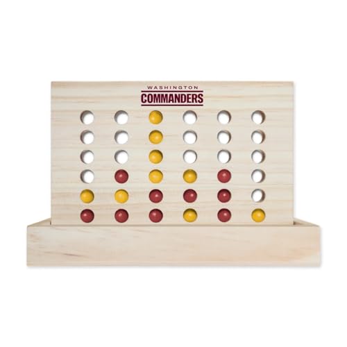 Rico Industries NFL Mini Travel Team 4 in A Row Mini Game- Wooden, Team Colors, 5.5" x 8" (Washington Commanders) - style: Washington Commanders