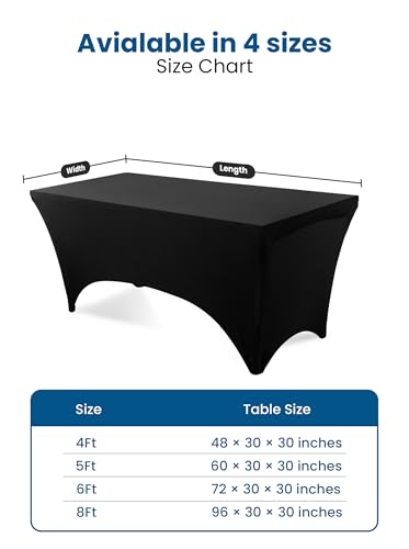 Utopia Kitchen Spandex Tablecloth 2 Pack [6FT, Black] Tight, Fitted, Washable and Wrinkle Resistant Stretch Rectangular Patio Table Cover for Event, Wedding, Banquet & Parties [72Lx30Wx30H Inch] - color: Black, size: 6 Feet - 2 Pack