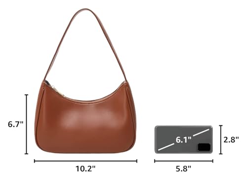 CYHTWSDJ Shoulder Bags for Women, Cute Hobo Tote Handbag Mini Clutch Purse with Zipper Closure - color: Brown
