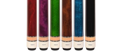 ASKA Set of Wrapless 2-Piece Billiard Pool Cue Sticks L3, 58" Hard Rock Canadian Maple, 13mm Hard Leather Tip, Mixed Weights and Colors - style: Set of 6 Sticks