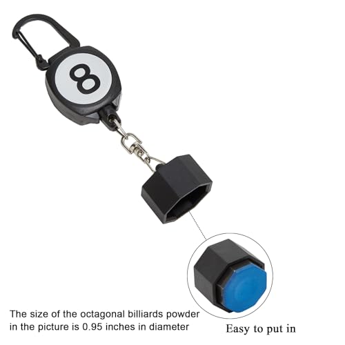 LAKE OF FIRE Billiard Chalk Holder，Pool Chalk Holder with Retractable Key Ring Black - size: Octagon