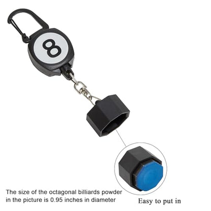 LAKE OF FIRE Billiard Chalk Holder，Pool Chalk Holder with Retractable Key Ring Black - size: Octagon