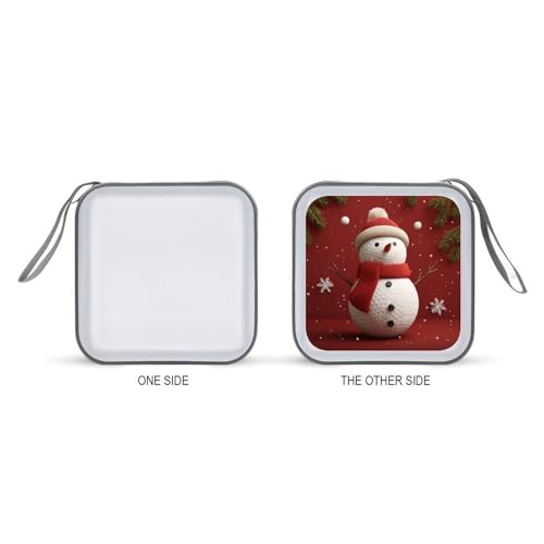 Cute Snowman Golf Ball-shaped Head CD Case DVD Storage Case Portable for Car Home Travel
