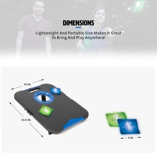 EastPoint Sports Go! Gater Cornhole – Light-Up and Travel Versions – Easy Storage & Light-Weight – Perfect for Outdoor and Indoor Play - style: Light-Up Board - Black/Blue