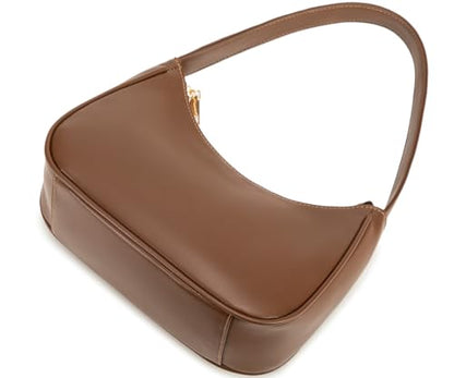 CYHTWSDJ Shoulder Bags for Women, Cute Hobo Tote Handbag Mini Clutch Purse with Zipper Closure - color: Chocolate