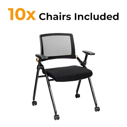 Triton Premium Foldable Poker Table with 10 Chairs and Poker Chips Set 300 - Leather Soft-Padded Armrest, Individual Cup Holders- Premium Chips Set, Individual Chair for Everyone - size: 10 Player with Chips & Chairs