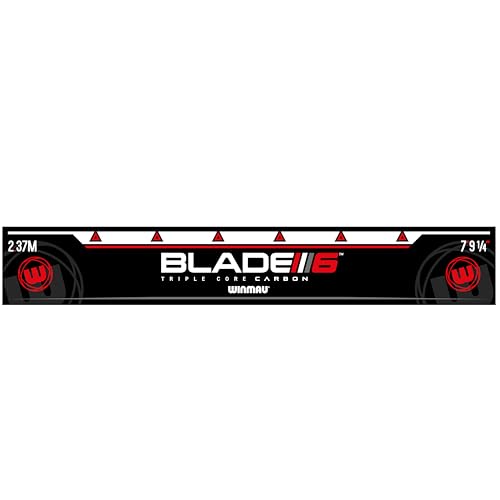 Winmau Darts Oche Line - High Visibility Throw Line Marker with Toe Markers for Consistent Stance - Self-Adhesive, Sticks to Hard Floors (Wood/Tile/Laminate) - Regulation Distance - style: Blade 6