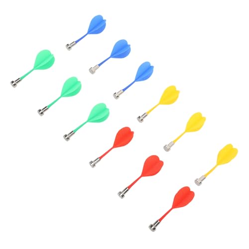 Generic 12Pcs Magnetic Set Plastic Wing Tips, Powerful Magnetism for Dartboard Games, Red Green Blue Yellow, Ideal for Adults Family Indoor Outdoor Fun
