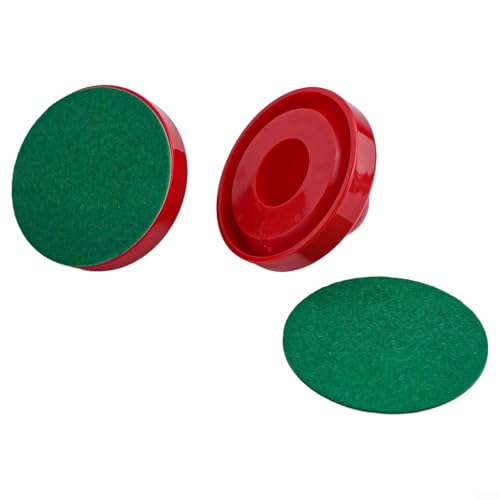 Air Hockey Pushers and Pucks Set, 96mm Red Plastic Mallets with Felt, 64mm Pucks, Replacement Accessories for Indoor Game Tables