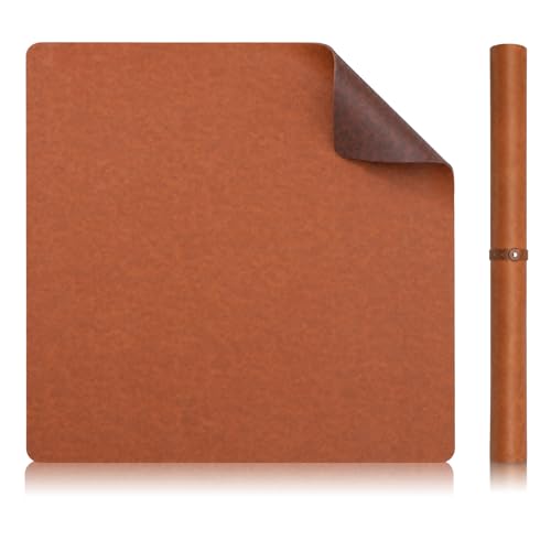 Drydiet Vegan Leather Mahjong Game Mat 31.5 x 31.5 Inch Reversible Anti Slip Noise Reducing Waterproof Mahjong Mat for Table, Poker, Board Games, Dominoes and Card Game(Brown and Coffee) - color: Brown and Coffee