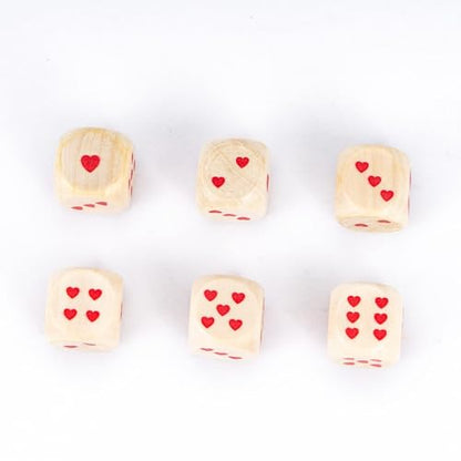 10 Pieces 16mm D6 Dice Set, Wooden Standard 6 Sided Dice Set with Leather Bag for D&D, RPG,Table Board Games or Teaching Math (Heart) - color: D6-heart