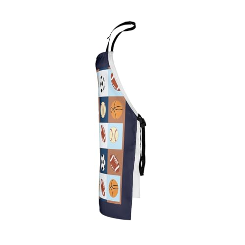 Manfei Ball Sports Kids Kitchen Apron - color: Brown Blue