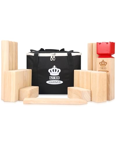 Kubb Yard Game Set Viking Chess Garden Rubber Wood Outdoor Tossing Game with Canvas Carry Bag Viking Chess Set for Kids Adults