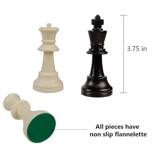 Juegoal Plastic Chess Pieces Only, 32 Pieces Each Chessmen Pieces, 3.75 Inch King Figures Chess Game Pawns Figurine Pieces, Replacement of Missing Piece